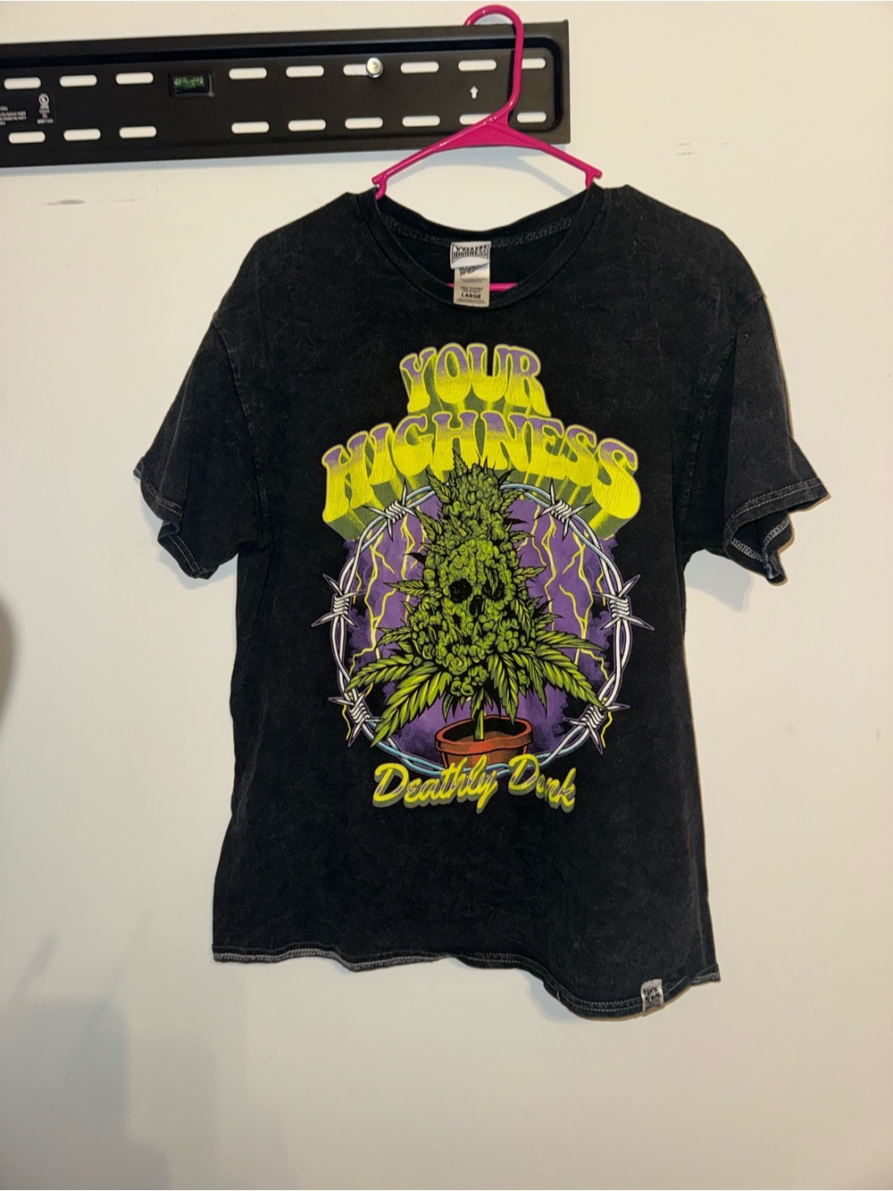Unisex "Your Highness" Graphic Tee - Black with Yellow & Purple Print